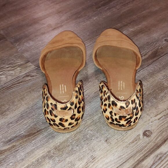 Toms Womens Brown suede and calf hair Leapord Print flats  Sz 6.5 Rare Find - Picture 4 of 7